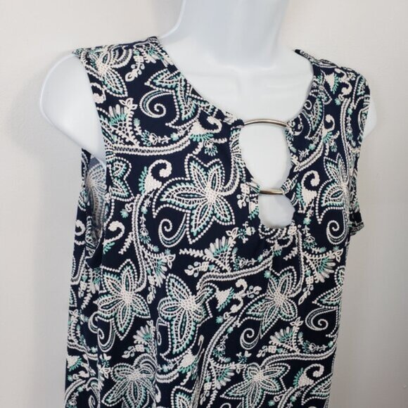 Est 1946 Womens Medium M Sleeveless Top Metal Accent Floral Print Stretch /A80 - Picture 2 of 9